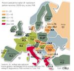 Wielu członków strefy euro ma problem ze spełnianiem kryterium zadłużenia. W wielu wypadkach zadłużenie o kilkadziesiąt pkt proc. przekracza dopuszczalny poziom – 60 proc. PKB.