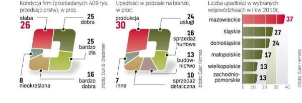 Kryzys gospodarczy osłabił kondycję finansową najmniejszych firm. Według Dun & Bradstreet szczyt upadłości miałby przypaść na 2011 rok, w którym splajtować może nawet 2,5 tys. firm.