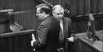 Bronisław Komorowski i Jarosław Kaczyński  w Sejmie,     grudzień 2008 r.   