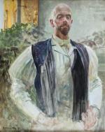 Jacek Malczewski (1854 Radom - 1929 Kraków)  AUTOPORTRET, 1911 R.  olej/tektura,91,5 x 73 cm