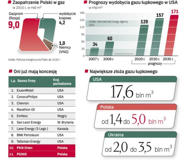Wbrew powszechnie panującej opinii Polska nie jest aż tak zależna od dostaw gazu z Rosji jak choćby kilka innych krajów UE (Finlandia, Słowacja). Jednak odkrycie dużych złóż gazu łupkowego całkowicie zmieniłoby geopolityczną pozycję Polski w Europie. 