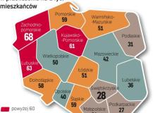 Najwięcej nierzetelnych dłużników jest w woj. lubuskim i zachodniopomorskim. Najmniej we wschodnich województwach. Bigger