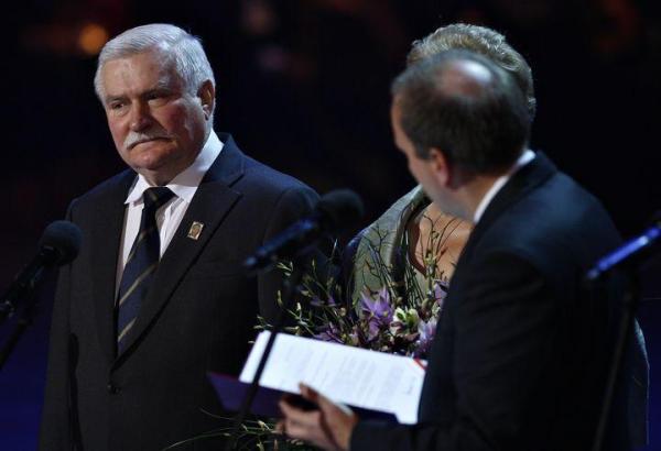 Lech Wałęsa podczas obchodów 25. rocznicy odebrania Pokojowej Nagrody Nobla