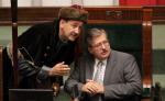Jacek Bogucki (PiS) nie wstydzi się kontusza. Na zdjęciu w Sejmie z Bronisławem Komorowskim herbu Dołęga w lipcu 2009 r.