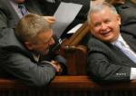 Roman Giertych i Jarosław Kaczyński w Sejmie w 2007 r.