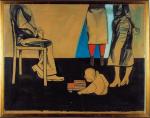 Andrzej  Wróblewski, „Kitek i ludzie”,  1956 – 1957, gwasz,  papier,  105 x 135 cm, 
