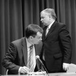 Jarosław Kaczyński  i Zbigniew Ziobro  w Warszawie, 24 kwietnia 2007 r.