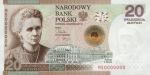Przednia strona nowego banknotu z wizerunkiem Marii Skłodowskiej-Curie