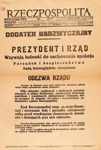 Dodatek nadzwyczajny „Rzeczpospolitej”  z 12 maja 1926 r.