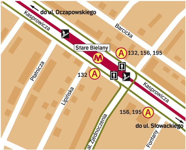 Stare Bielany. Ta stacja od ponad dwóch miesięcy czekała – gotowa i zamknięta – aż skończą się prace na Młocinach. Pasażerowie dojadą tutaj autobusami linii 132, 156 i 195. 