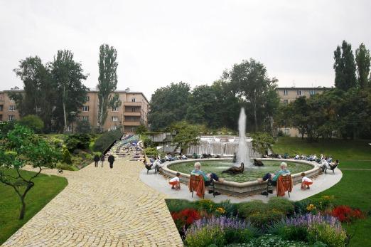 Możliwe są także inne formy fontanny tradycyjnej na placu Lelewela. Wariant IV