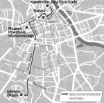 Według nieoficjalnych informacji, tak będzie wyglądała trasa konduktu żałobnego Lecha i Marii Kaczyńskich. Ul. Jezuicka – ul. Senatorska – pl. Bankowy – al. Solidarności – ul. Okopowa – pl. Zawiszy – ul. Raszyńska – ul. Żwirki i Wigury. 