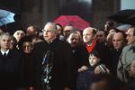 Przewodniczący Rady Ministrów NRD Hans Modrow, kanclerz RFN Helmut Kohl, burmistrz Berlina Zachodniego Walter Momper i w tle burmistrz Berlina Wschodniego Erhard Krack podczas otwarcia Bramy Brandenburskiej, 22 grudnia 1989 r.