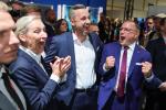 Top candidate of the far-right Alternative for Germany (AfD), Ulrich Siegmund, with party co leaders Alice Weidel and Tino Chrupalla, reacts after polls closed, on the day of the Saxony-Anhalt state elections, in Magdeburg, Germany, September 6, 2026. REUTERS/Fabrizio Bensch