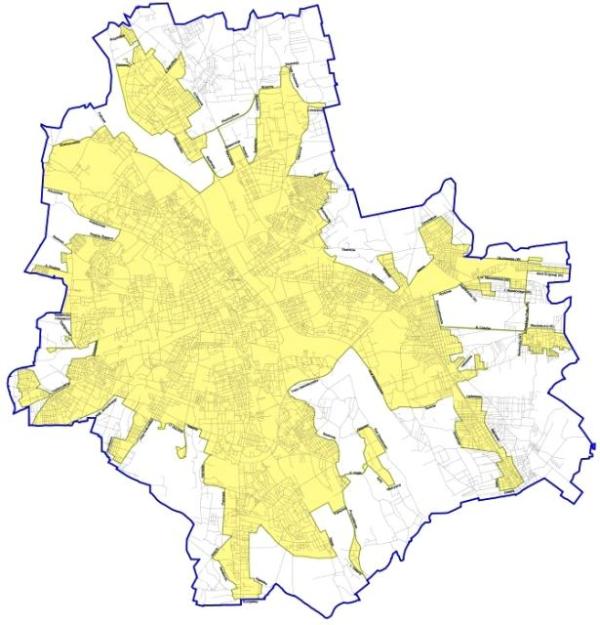 Mapa pierwszej strefy taxi obowiązującej od 1 grudnia