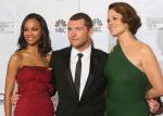 Sam Worthington, Zoe Saldana i Sigourney Weaver. Obie panie wybrały drapowania - Zoe nieco bałaganiarskie, a Sigourney w bandażowej wersji. Najmodniejszym dodatkiem tegorocznej gali była wstążeczka symbolizująca solidarność z Haiti.