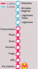 13 składów na dobę dojedzie z Dworca Gdańskiego do stacji Legionowo. 17 dotrze do stacji Legionowo-Piaski. Siedem kolejnych do Wieliszewa.