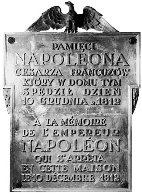Tablica na Hotelu Angielskim (przy ul. Wierzbowej), w którym cesarz Napoleon przebywał przez kilka godzin.