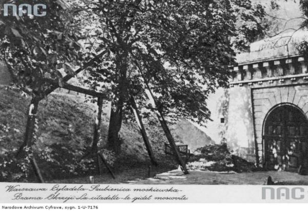 U gó­ry – au­ten­tycz­na car­ska szu­bie­ni­ca usta­wio­na  w re­jo­nie Bra­my Stra­ceń.  Co cie­ka­we, Niem­cy w la­tach 1916 – 1917 też za­bi­ja­li tam lu­dzi 