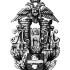 Znak 4. warszawskiego pułku fortecznego – u dołu rzekomy herb miasta, jak go sobie wyobrażali projektodawcy odznaki