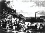 Dobijanie do bielańskiego brzegu przed 130 laty – to rysunek