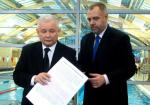 Prezes PiS Jarosław Kaczyński i poseł Jacek Sasin, kandydat PiS na prezydenta stolicy 