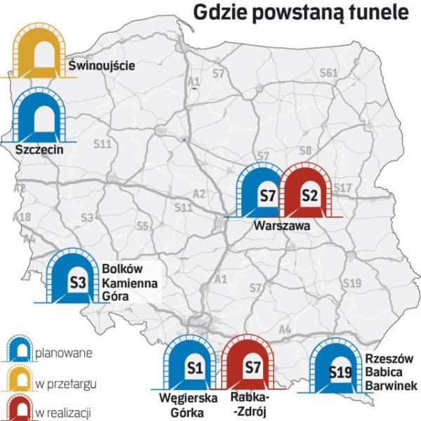 Do najdroższych należy budowa tunelu w ciągu południowej obwodnicy Warszawy